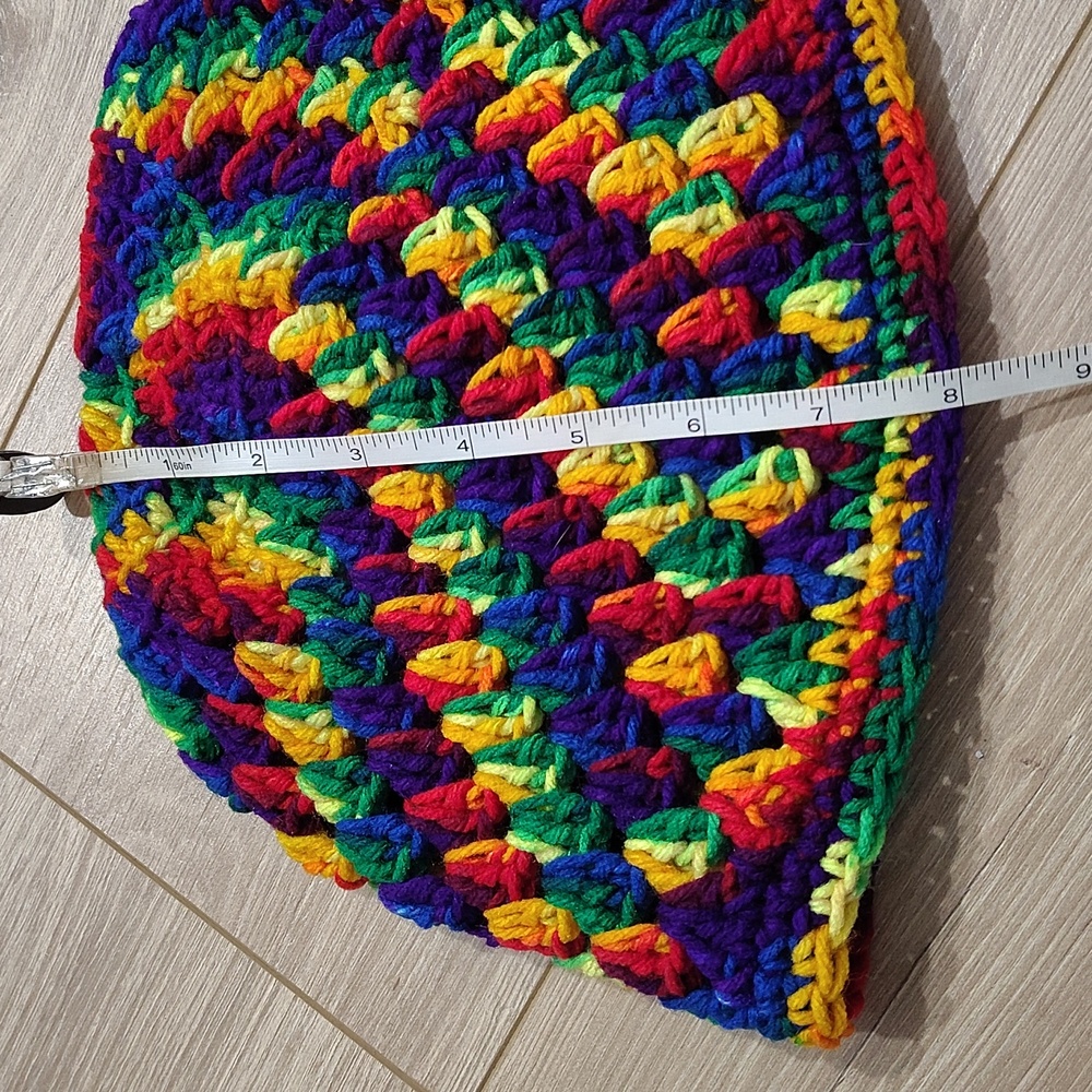 Men's Multi-Colored Handmade Knit Winter Beanie, Men's Winter Hats - Picture 5 of 6